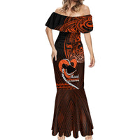 Personalised Hawaii Mermaid Dress Maui Be Strong Kakau Orange Version - Wonder Print Shop