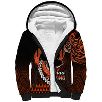Personalised Hawaii Sherpa Hoodie Maui Be Strong Kakau Orange Version - Wonder Print Shop