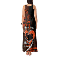 Personalised Hawaii Tank Maxi Dress Maui Be Strong Kakau Orange Version - Wonder Print Shop
