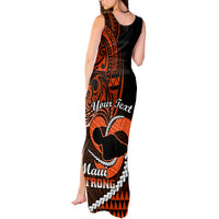 Personalised Hawaii Tank Maxi Dress Maui Be Strong Kakau Orange Version - Wonder Print Shop