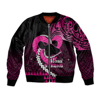 Personalised Hawaii Bomber Jacket Maui Be Strong Kakau Pink Version - Wonder Print Shop