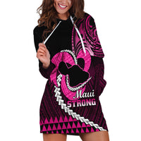 Personalised Hawaii Hoodie Dress Maui Be Strong Kakau Pink Version - Wonder Print Shop