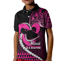 Personalised Hawaii Kid Polo Shirt Maui Be Strong Kakau Pink Version - Wonder Print Shop