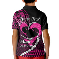 Personalised Hawaii Kid Polo Shirt Maui Be Strong Kakau Pink Version - Wonder Print Shop