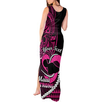 Personalised Hawaii Tank Maxi Dress Maui Be Strong Kakau Pink Version - Wonder Print Shop