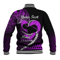Personalised Hawaii Baseball Jacket Maui Be Strong Kakau Purple Version - Wonder Print Shop