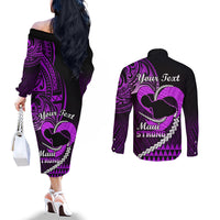 personalised-hawaii-couples-matching-off-the-shoulder-long-sleeve-dress-and-long-sleeve-button-shirts-maui-be-strong-kakau-purple-version