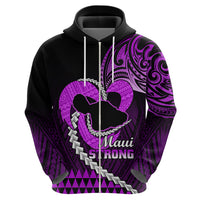 Personalised Hawaii Hoodie Maui Be Strong Kakau Purple Version - Wonder Print Shop