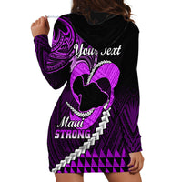Personalised Hawaii Hoodie Dress Maui Be Strong Kakau Purple Version - Wonder Print Shop