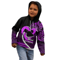 Personalised Hawaii Kid Hoodie Maui Be Strong Kakau Purple Version - Wonder Print Shop