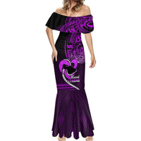 Personalised Hawaii Mermaid Dress Maui Be Strong Kakau Purple Version - Wonder Print Shop