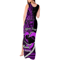 Personalised Hawaii Tank Maxi Dress Maui Be Strong Kakau Purple Version - Wonder Print Shop