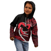 Personalised Hawaii Kid Hoodie Maui Be Strong Kakau Red Version - Wonder Print Shop