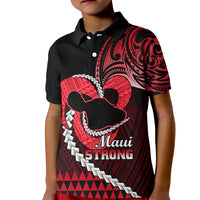 Personalised Hawaii Kid Polo Shirt Maui Be Strong Kakau Red Version - Wonder Print Shop