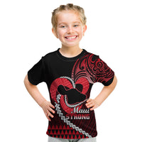 Personalised Hawaii Kid T Shirt Maui Be Strong Kakau Red Version - Wonder Print Shop