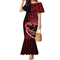 Personalised Hawaii Mermaid Dress Maui Be Strong Kakau Red Version - Wonder Print Shop
