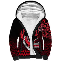 Personalised Hawaii Sherpa Hoodie Maui Be Strong Kakau Red Version - Wonder Print Shop