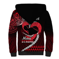 Personalised Hawaii Sherpa Hoodie Maui Be Strong Kakau Red Version - Wonder Print Shop