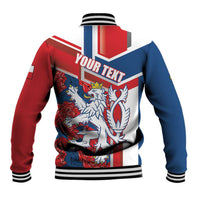 Personalised Czech Republic Baseball Jacket Czechia Lion Rosa Pattern - Wonder Print Shop