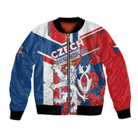 Personalised Czech Republic Bomber Jacket Czechia Lion Rosa Pattern - Wonder Print Shop