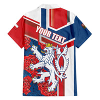 Personalised Czech Republic Family Matching Long Sleeve Bodycon Dress and Hawaiian Shirt Czechia Lion Rosa Pattern - Wonder Print Shop