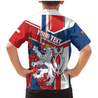 Personalised Czech Republic Family Matching Mermaid Dress and Hawaiian Shirt Czechia Lion Rosa Pattern - Wonder Print Shop