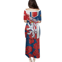 Personalised Czech Republic Family Matching Puletasi and Hawaiian Shirt Czechia Lion Rosa Pattern - Wonder Print Shop