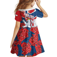 Personalised Czech Republic Family Matching Short Sleeve Bodycon Dress and Hawaiian Shirt Czechia Lion Rosa Pattern - Wonder Print Shop