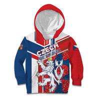 Personalised Czech Republic Kid Hoodie Czechia Lion Rosa Pattern - Wonder Print Shop