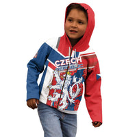 Personalised Czech Republic Kid Hoodie Czechia Lion Rosa Pattern - Wonder Print Shop