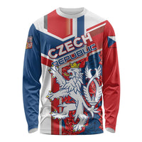 Personalised Czech Republic Long Sleeve Shirt Czechia Lion Rosa Pattern - Wonder Print Shop