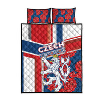 Czech Republic Quilt Bed Set Czechia Lion Rosa Pattern - Wonder Print Shop