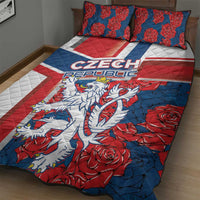 Czech Republic Quilt Bed Set Czechia Lion Rosa Pattern - Wonder Print Shop