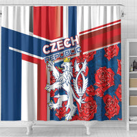 Czech Republic Shower Curtain Czechia Lion Rosa Pattern
