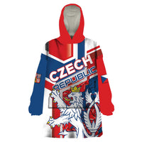 Personalised Czech Republic Wearable Blanket Hoodie Czechia Lion Rosa Pattern - Wonder Print Shop