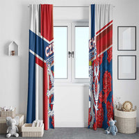 Czech Republic Window Curtain Czechia Lion Rosa Pattern - Wonder Print Shop