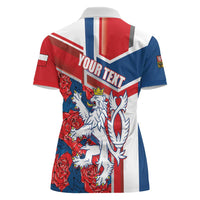 Personalised Czech Republic Women Polo Shirt Czechia Lion Rosa Pattern - Wonder Print Shop