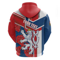 Personalised Czech Republic Zip Hoodie Czechia Lion Rosa Pattern - Wonder Print Shop
