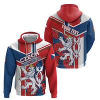 Personalised Czech Republic Zip Hoodie Czechia Lion Rosa Pattern - Wonder Print Shop