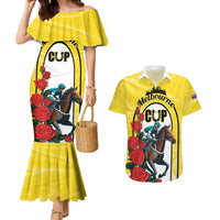 Personalised Melbourne Horse Racing Couples Matching Mermaid Dress and Hawaiian Shirt The Race That Stops The Nation - Wonder Print Shop