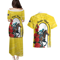 Personalised Melbourne Horse Racing Couples Matching Puletasi and Hawaiian Shirt The Race That Stops The Nation - Wonder Print Shop