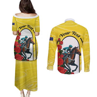 Personalised Melbourne Horse Racing Couples Matching Puletasi and Long Sleeve Button Shirt The Race That Stops The Nation - Wonder Print Shop