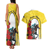 Personalised Melbourne Horse Racing Couples Matching Tank Maxi Dress and Hawaiian Shirt The Race That Stops The Nation - Wonder Print Shop