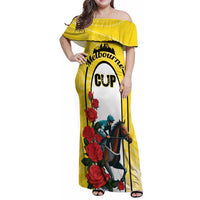 Personalised Melbourne Horse Racing Family Matching Off Shoulder Maxi Dress and Hawaiian Shirt The Race That Stops The Nation - Wonder Print Shop