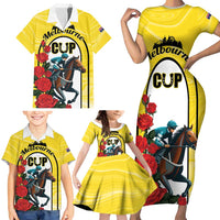 Personalised Melbourne Horse Racing Family Matching Short Sleeve Bodycon Dress and Hawaiian Shirt The Race That Stops The Nation - Wonder Print Shop