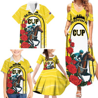 Personalised Melbourne Horse Racing Family Matching Summer Maxi Dress and Hawaiian Shirt The Race That Stops The Nation - Wonder Print Shop