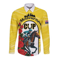 Personalised Melbourne Horse Racing Long Sleeve Button Shirt The Race That Stops The Nation - Wonder Print Shop