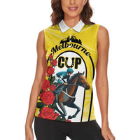 Personalised Melbourne Horse Racing Women Sleeveless Polo Shirt The Race That Stops The Nation - Wonder Print Shop