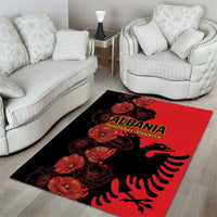 Albania Eagle Area Rug Red Poppy Flowers - Wonder Print Shop