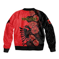 Personalised Albania Eagle Bomber Jacket Red Poppy Flowers - Wonder Print Shop